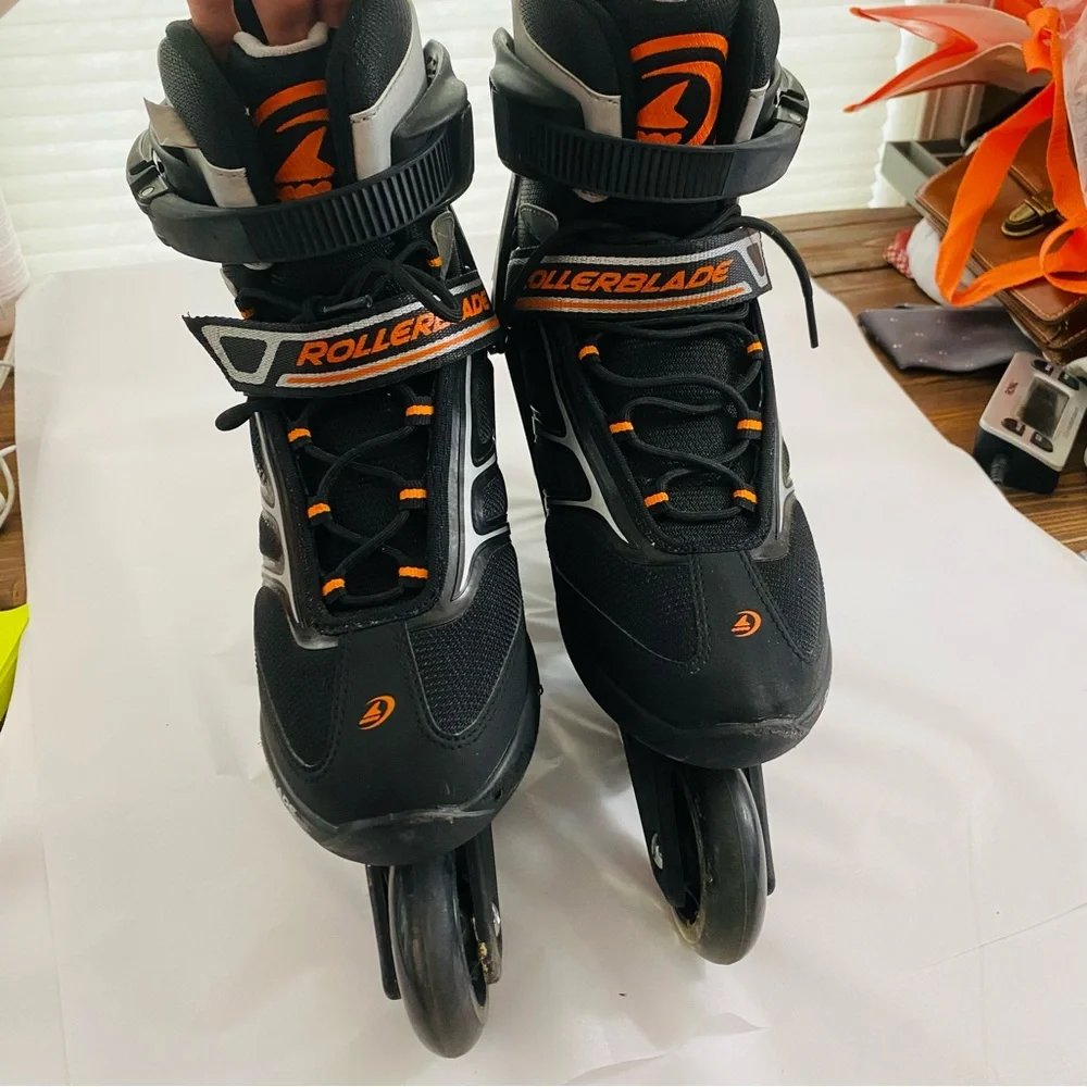 Zetrablade Inline Rollerblade Black & Neon Orange Perfect Beginner Skates Size 8 - Picture 9 of 10